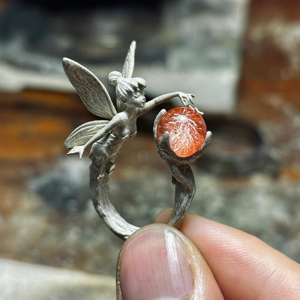 Playful Fairys Themed Angel Ring Adjustable Size Open Rings Ornament Women Accessories for Parties and Casual Wear