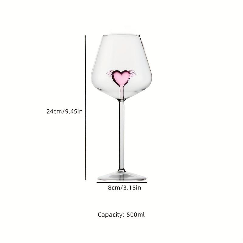 Glasbecher mit Rosa Herz Glasbecher Flügel Weingläser Engelsgläser Hitzebeständig Dessert Eisbecher Cocktailkelch Geschenk
