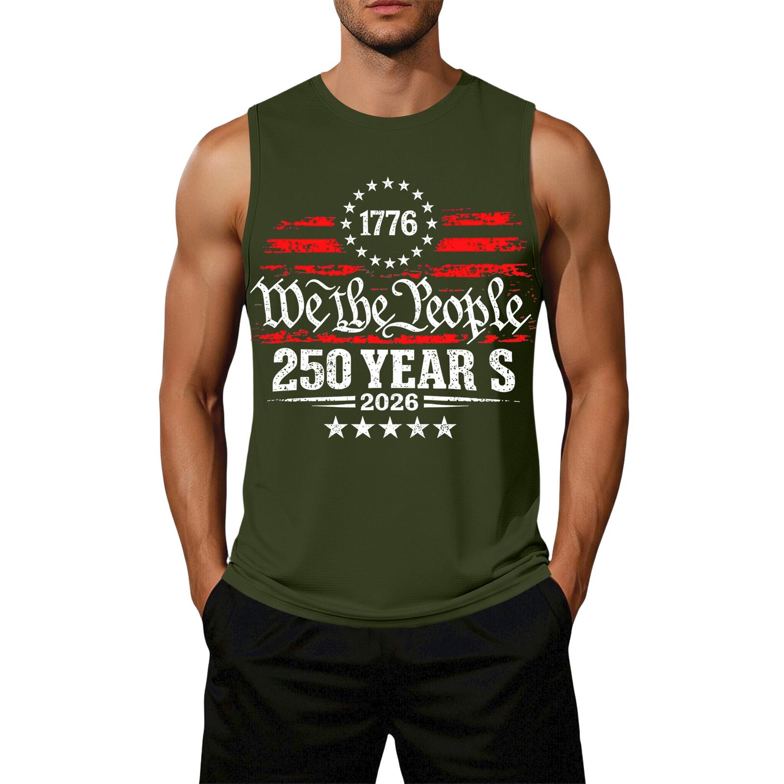 

Men s Loose Fit Casual Sleeveless Top Flag Print Graphic Tank Top Summer Streetwear Lightweight Breathable Fabric XXXXL