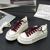 6 Blue and White Porcelain Summer Breathable Low-top Canvas Shoes, New Female Students Thick-soled Breathable Casual Board Shoes