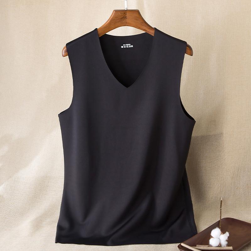Herren Frühling Herbst Winter Nahtlose Thermoweste V-Ausschnitt Ärmellos Thermische Unterwäsche Verdickt Elastisch Slim Fit Unterhemd Thermische Oberteile