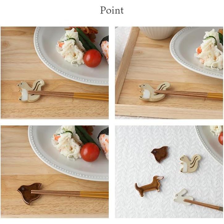 EAST Table Chopstick Rest, Ceramic, Squirrel, 4.5x3.8x0.9cm, Made In Japan, Dishwasher Safe, 96-031-01, Animal Shape, Cute, Chopstick Holder for