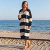 Women's Striped Hooded Sweater Dress Casual for Everyday Wear