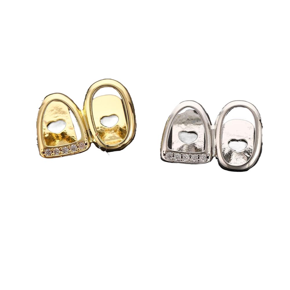 Manufacturer Bulk Popular Hip-hop Zircon Micro-paved Teeth Grills Double Gold-plated for Fashion Brands