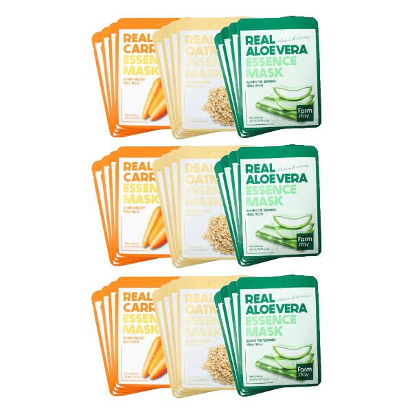 Farm Stay Real Essence Mask Combo Pack Ver.2 (1BOX / 12 Sheets) 23ml / 0.78 fl.oz. per sheet (3 Options)