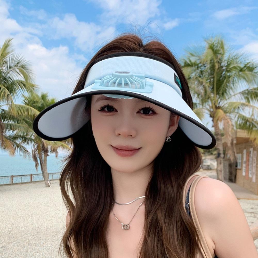 

Полиэстеровая шляпа от солнца, дышащая шляпа с охлаждающим вентилятором, новая шляпа от солнца, лето синий