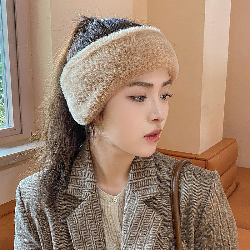 

Knitted empty top ear warmer cover women autumn and winter outdoor running cycling imitation mink plush warm earmuffs headband cap One size, warm and elastic