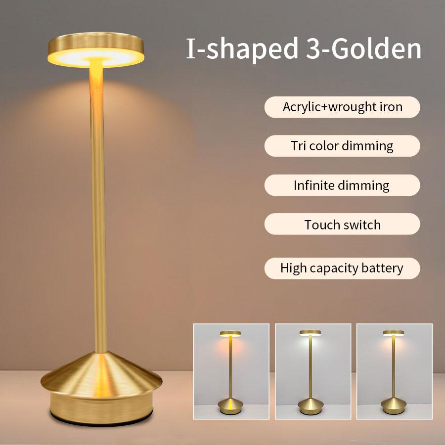 LED Rechargeable Touch Table Lamp 3 Color Dimmable Desk Light For Bedroom Bedside Bar Restaurant Decoration Ambient Lighting