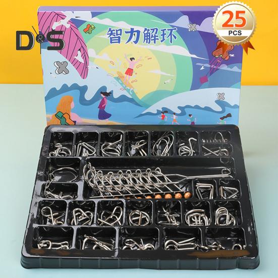 20/25/30/32/40Pcs/Set Metal Puzzle Ring Brain Teaser 3D Wire Puzzle Game Kids Adults Mind Logic IQ Test Educational Unlock Interlock Toy Toddlers