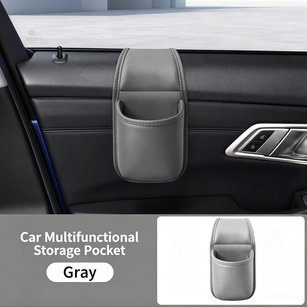 PU Car Door Cup Holder Multifunctional Adhesive Storage Pocket Auto Door Mount Drink Bottle Holder Phone Sundries Storage Bag