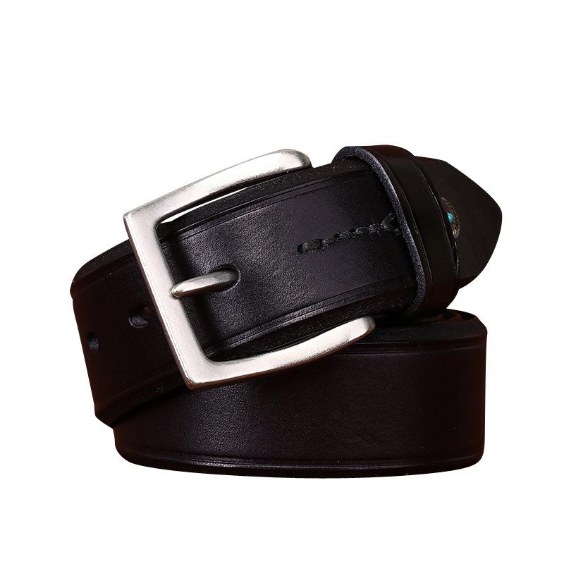 Belt Men's Beaded Decoration Fashion Trend Vegetable Tanned Full-Grain Leather Cowhide All-Match Denim Casual Men's Leather Belt