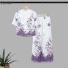 ZANZEA Women Half Sleeve Blouse and Midi Skirts Retro Print Casual Two Piece Suit Sets