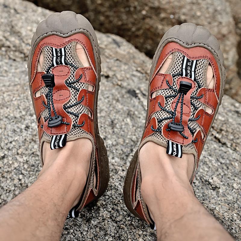 Vară Sandale bărbați din piele naturală pentru bărbați pantofi casual pentru bărbați în aer liber Sandale din piele pentru bărbați pantofi de plajă pantofi pentru bărbați romani