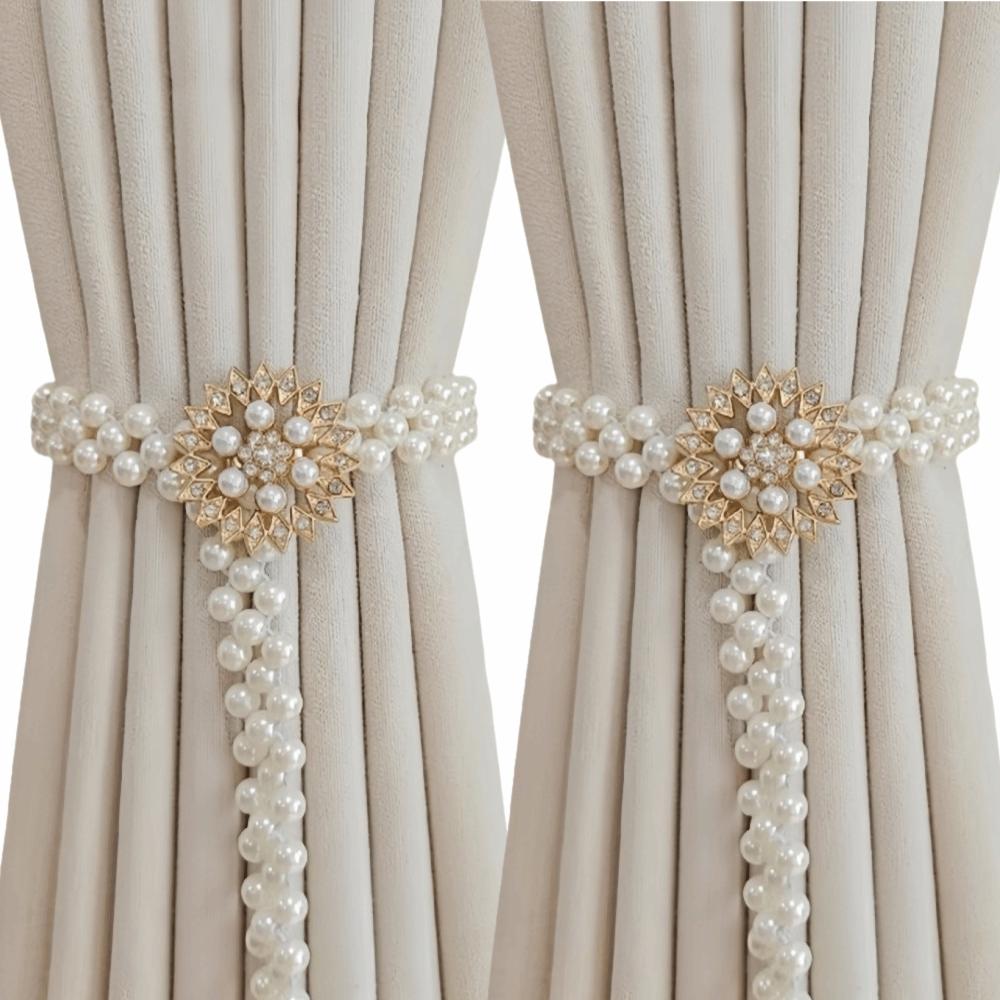 Creative Imitation Pearl Curtain Ties Butterfly Clips Window Curtain Tie Belts Shower Curtains