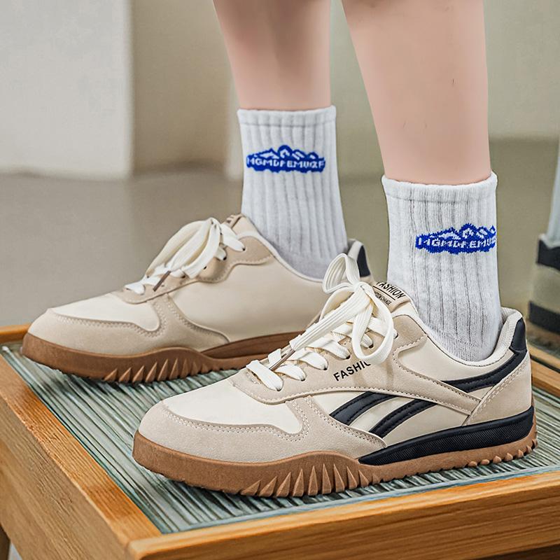 Мужские ретро повседневные кроссовки Контрастный цвет Нескользящая резиновая подошва На шнуровке Обувь для тренировок для повседневной носки 39 синий