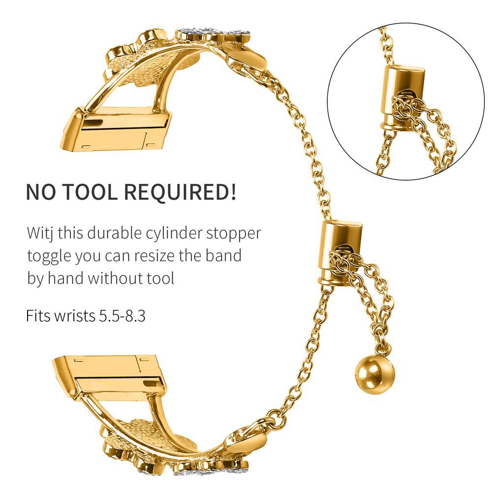 Metal Band Heart Clover Decor For Fitbit Versa 3/Sense Watch Bracelet Replacement