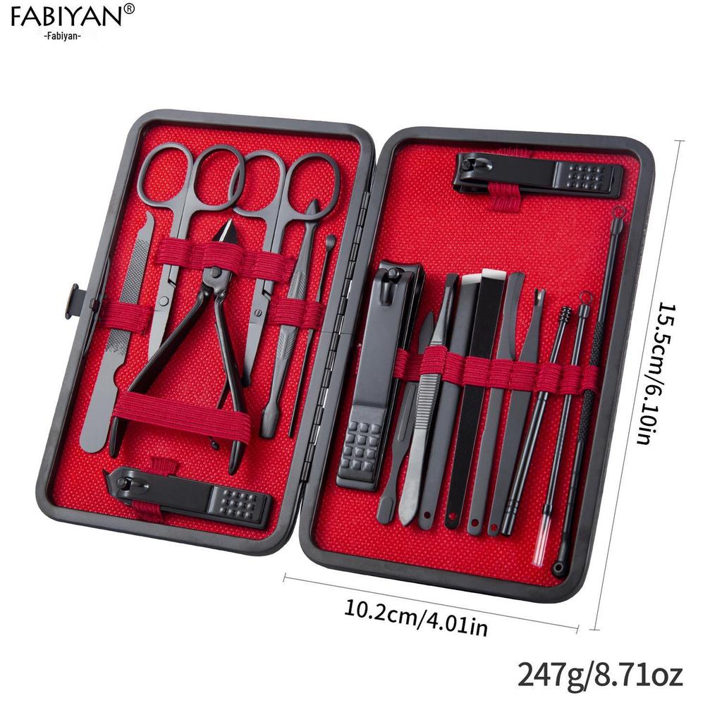 18-Piece Stainless Steel Manicure Tool Set - Nail Clippers & Grooming Tools