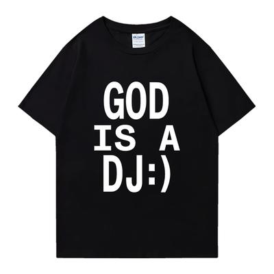 Gott ist ein DJ Print Sommer Oversized T-Shirt Rundhals Unisex Damen Kurzarm 100% Baumwolle T-Shirts Rundhals Oversized Unisex Oberteile
