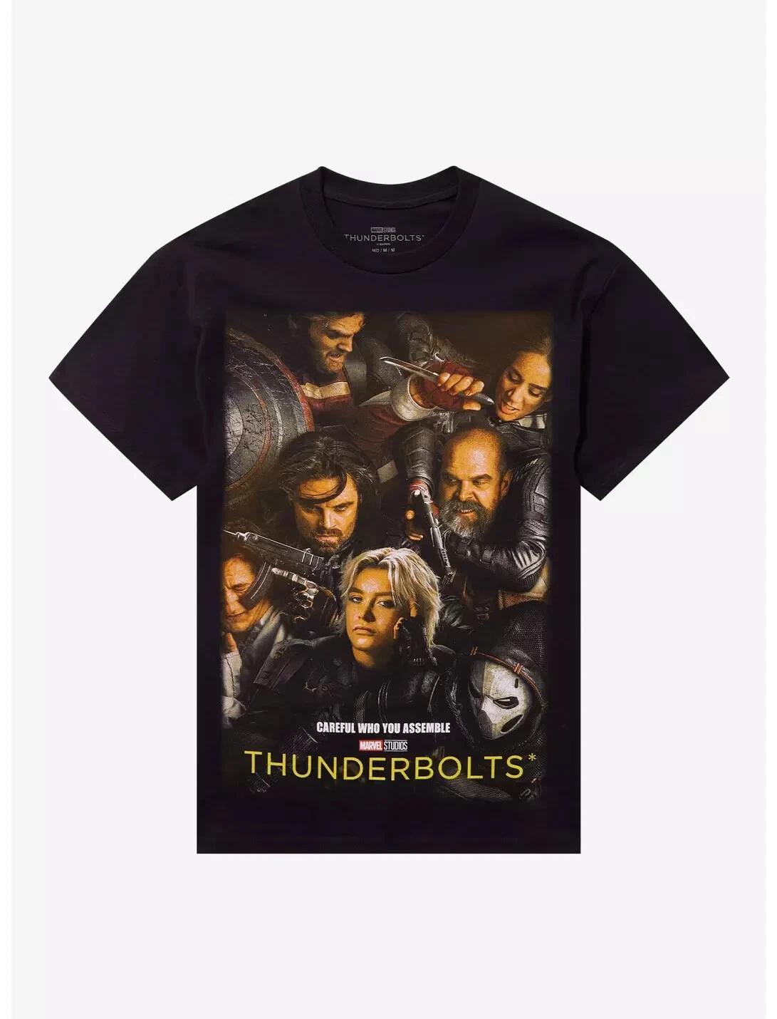 Marvel Mens Thunderbolts Movie Poster Careful Who You Assemble Shirt New XS-3XL XL