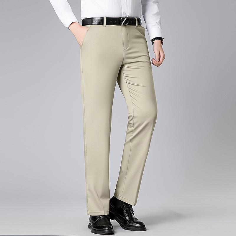 2026 Spring/Summer Men's Tencel Cotton Casual Pants – Mid-rise, Solid Color, Straight Leg, Versatile & Fashionable