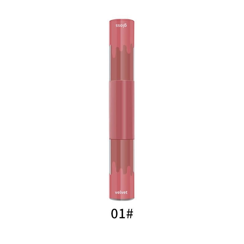 Double-Ended Non-Stick Cup Lip Gloss & Matte Velvet Lip Glaze - Two-in-One