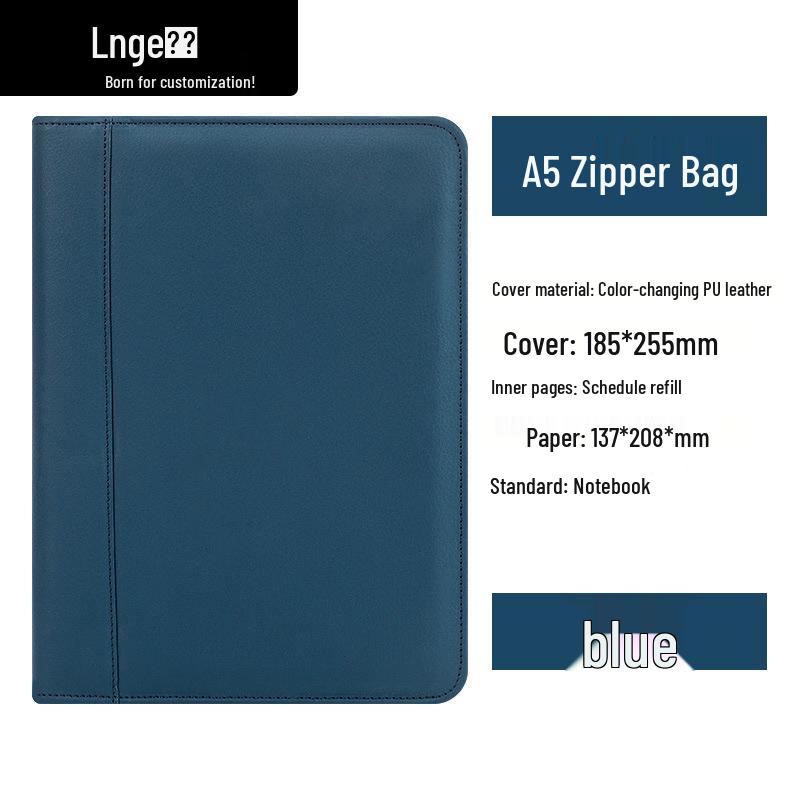 A5 Retro Leather Zipper Binder: Multifunctional Loose-leaf Notebook with Detachable A6 Section