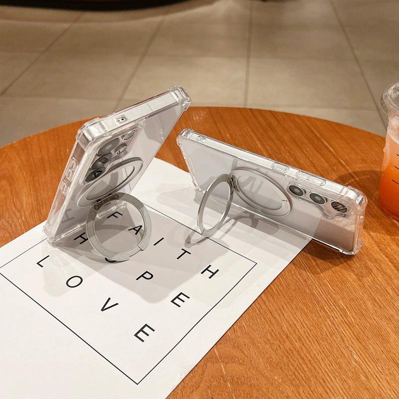 Samsung Galaxy S11Ultra mobile phone case four corners transparent magnetic rotating bracket A11 hard protective case