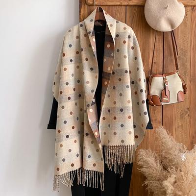 Sciarpa Lunga Jacquard a Pois Autunno Inverno Imitazione Cashmere Sciarpa Termica per Aria Condizionata da Donna Sciarpa Ispessita