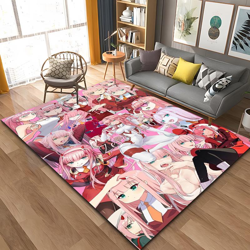 Anime Zero-Two DARLING In The FRANXX Area Rug,Carpet Rug for Living Room Bedroom Sofa Doormat Decoration, Kid Non-slip Floor Mat