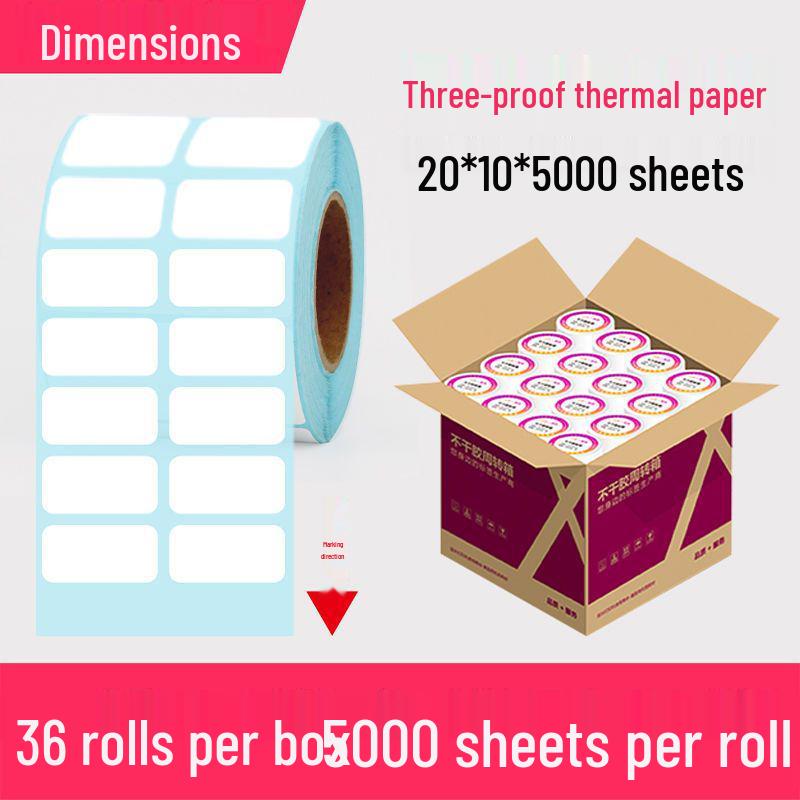Durable 100*150 Thermal Label Paper, 100*100E Waybill Adhesive Printing Rolls
