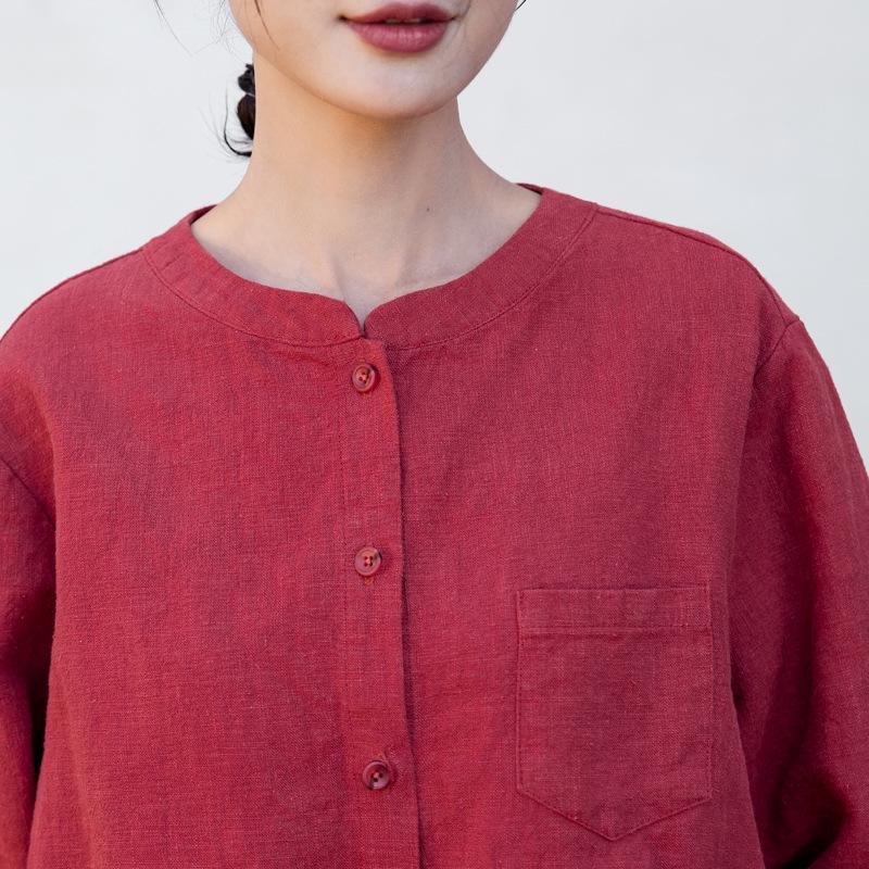 2026 Spring Women's Long Sleeve Cotton Linen White Shirt - Artistic, Versatile, and Commuting-Friendly.