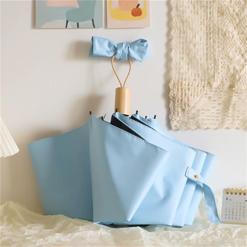 Folding UV Protection Umbrella with Wooden Handle