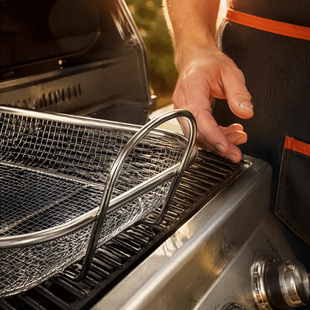 Cooling Rack BBQ Grill Basket Stainless Steel Draining Frying Net Camping Cookware