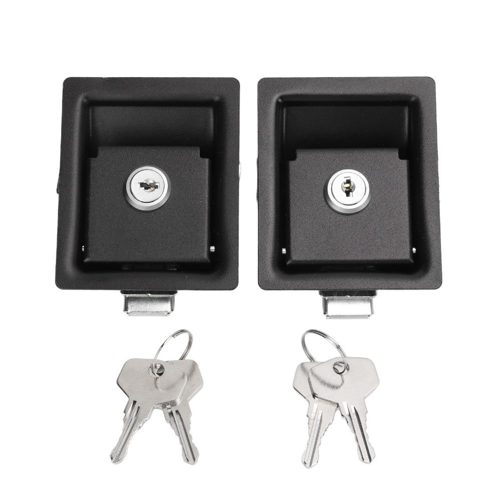 

2 Pcs Replacement Lock Carbon Steel RV Handle Latch Black With Keys Toolbox Cabinet Lock Zinc Alloy RV Door Lock Trailers