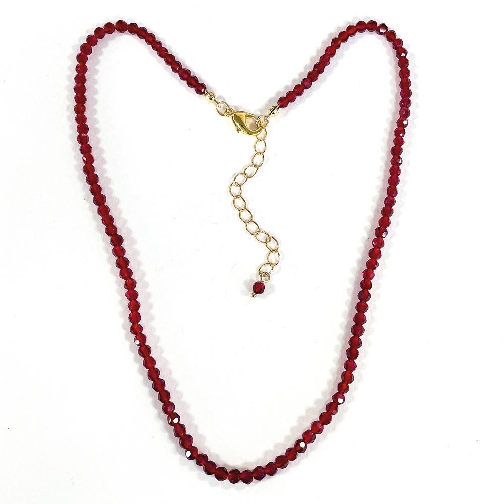 Red Crystal Heart Beaded Necklace - Elegant Collarbone Design