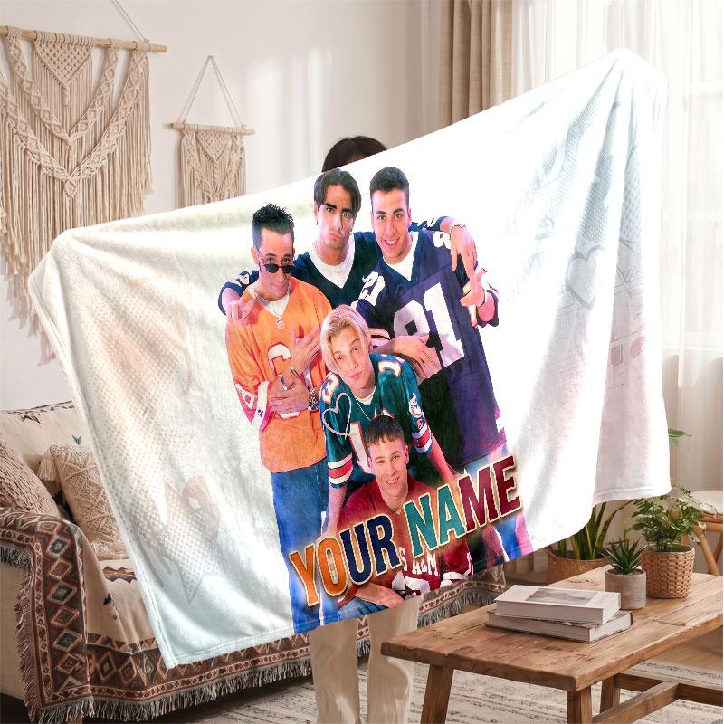 Backstreet Boys Flannel Blanket, Custom Name Text Personalized Soft Throw Blanket Home Decor Gift