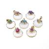 1Pc Natural Shell Pendant 20x23mm Golden Plated White Scallop Shell With Raw Crystal Stone Charm for DIY Necklace Jewelry Making