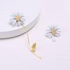Women Little Daisy Earrings Set,Asymmetry Design Jewelry Accessories Painted Flowers,Elegent Cute Charm Stud Earring for Gifts