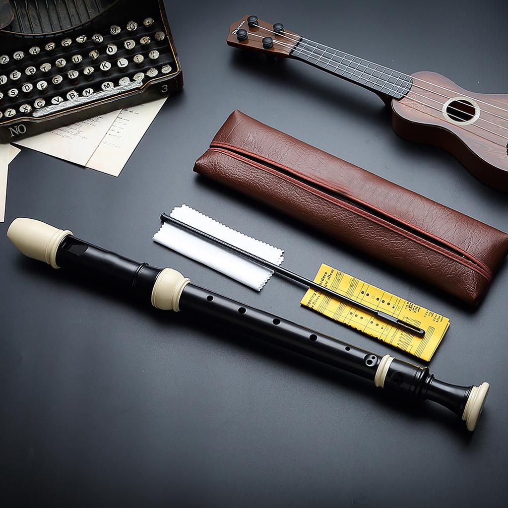 Recorder 8 Hole Clarinet ABS Resin F Key for Student Beginners Music with Free Cleaning Kit