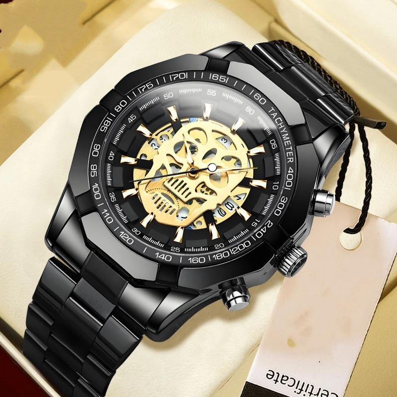Top Brand New Business Watch Fashion Casual Luminous Skull Hollow Men's Watch