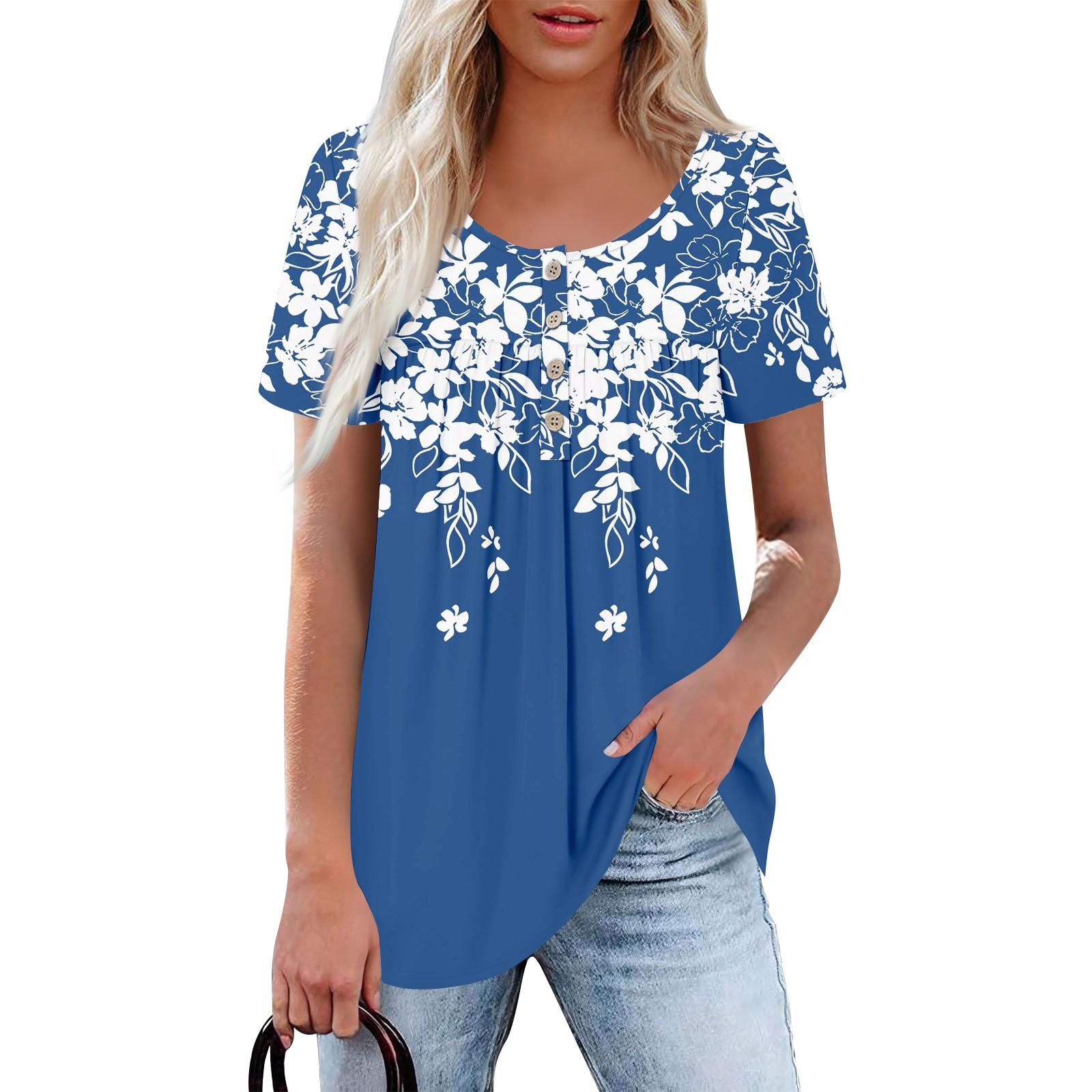 

Женский повседневный топ с круглым вырезом, коротким рукавом, воротником на пуговицах, оборкой на груди, однотонный топ M синий