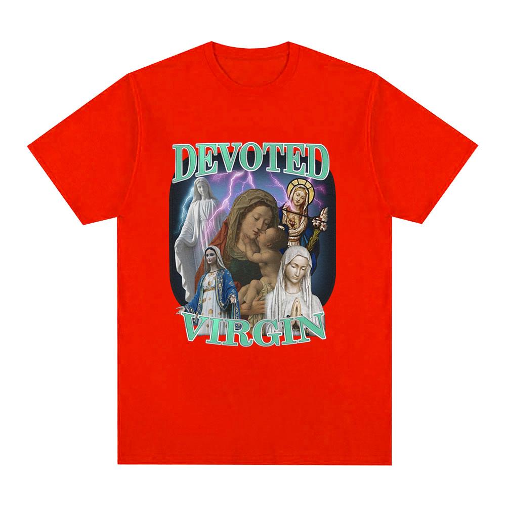 

Devoted Virgin Meme Graphic T-shirt Women Fashion Vintage Short Sleeve T-shirts Cotton Casual Oversized Tee Shirt Tops Unisex S