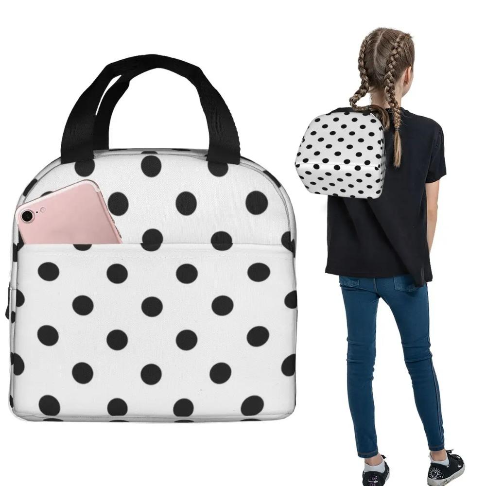 Borsa Termica Pranzo Fantasia Pois Carina per Donne Bambini Scatole per Cibo Portatili Pranzo Termico Borsa Tote