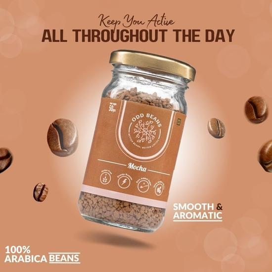Odd Beans Mocha Instant Coffee Powder (50g) | Rich Chocolate Infusion, Freeze-Dried, 100% Arabica Beans | No Chicory Added