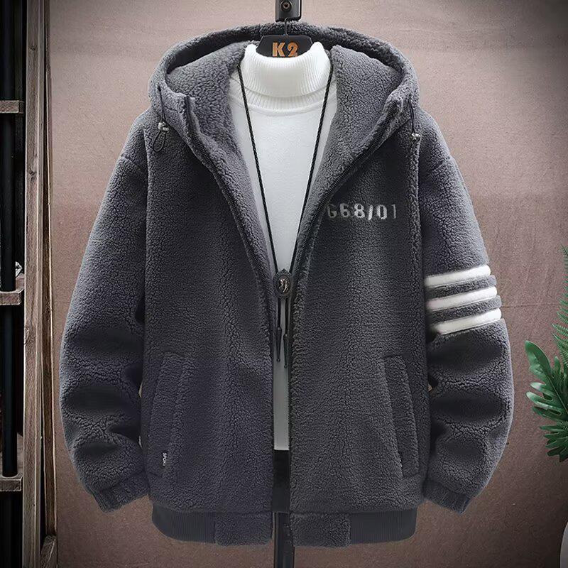 Men's Cotton-Padded Fleece Jacket for Autumn/Winter - Thick, Hong Kong Style for Teens, Boys, Junior & High School Students