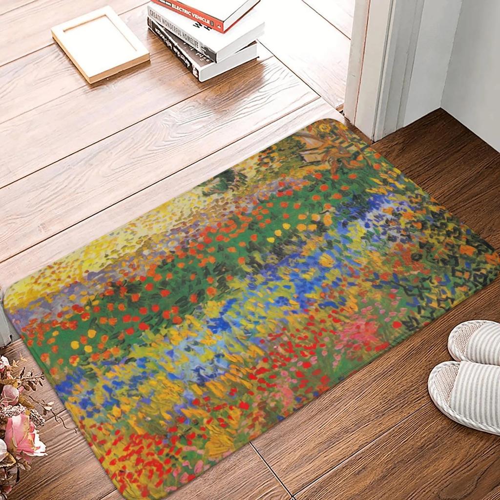 Twelve Sunflowers Carpet Retro Art Flower Anti Slip Floor Mat Kitchen Bedroom Entrance Carpet Home Party Warm Decoration