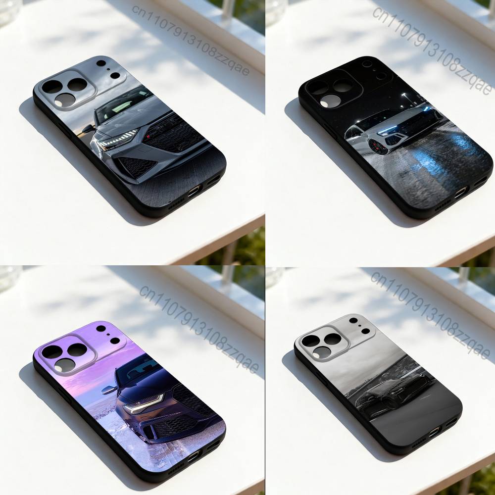 Sports R-RS6 Super Car For iPhone 17,16,15,14,13,12,11,Pro,Max,Plus,E,SE4,Air,Mini Black Soft Cover Phone Case