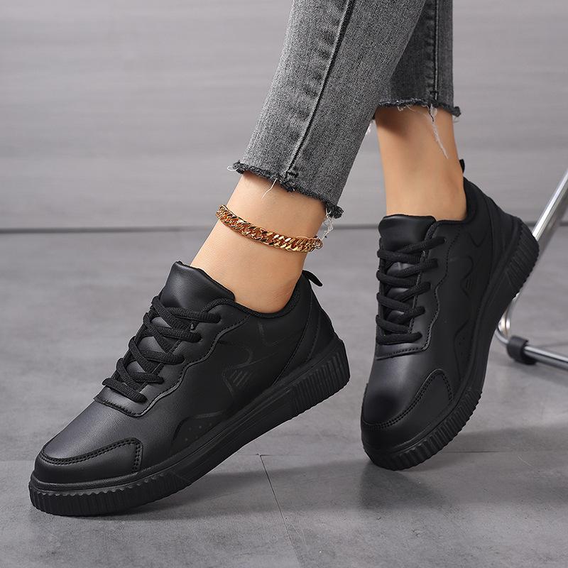 Winter Black Leather Sneakers Women Waterproof Sports Shoes Ladies Casual Walking Non-slip Lightweight Jogging Shoes Women