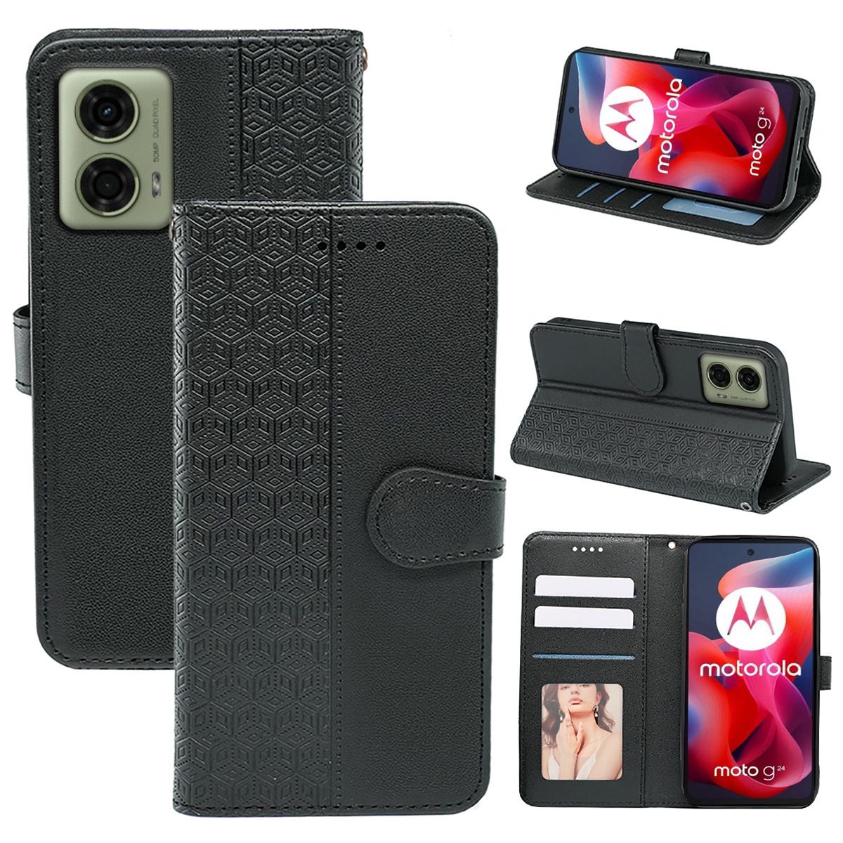 

Для Motorola Moto E14 4G/G04 4G/G04s 4G/G24 4G Чехол Кожаный Чехол-кошелек для телефона с магнитной застежкой Black
