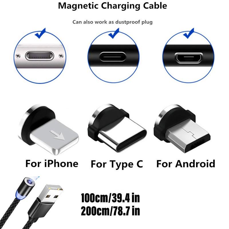 Magnetic Charging Head 360 Degree Rotation For Android And Iphone Aluminum Alloy Charging Interface